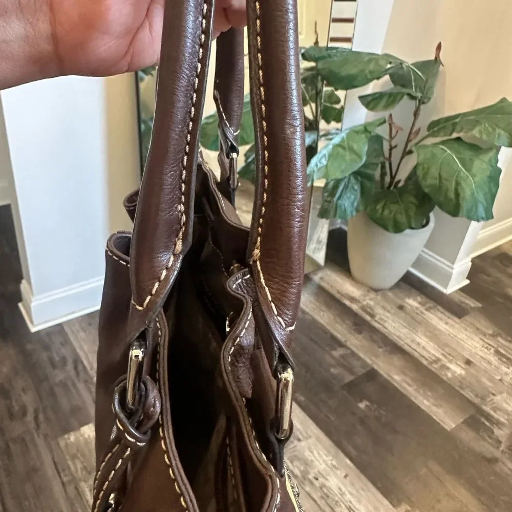 Michael Kors Brown Leather shoulder or Crossbody Bag with Silver Hardware